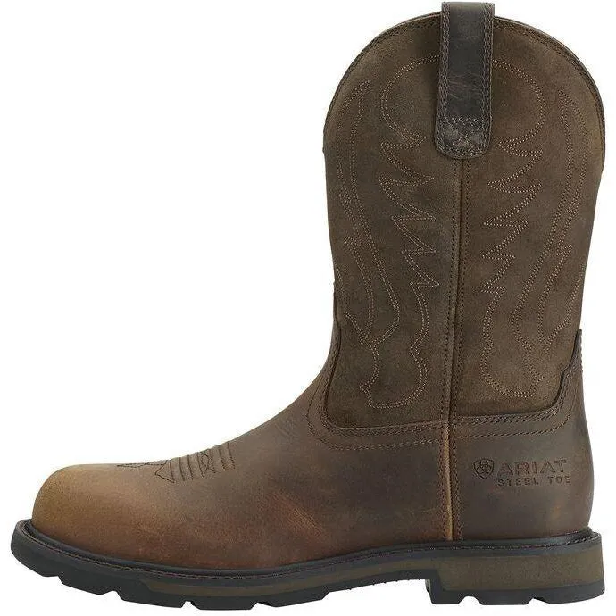 Ariat Men's Groundbreaker 10" Steel Toe Western Work Boot - Brown - 10014241