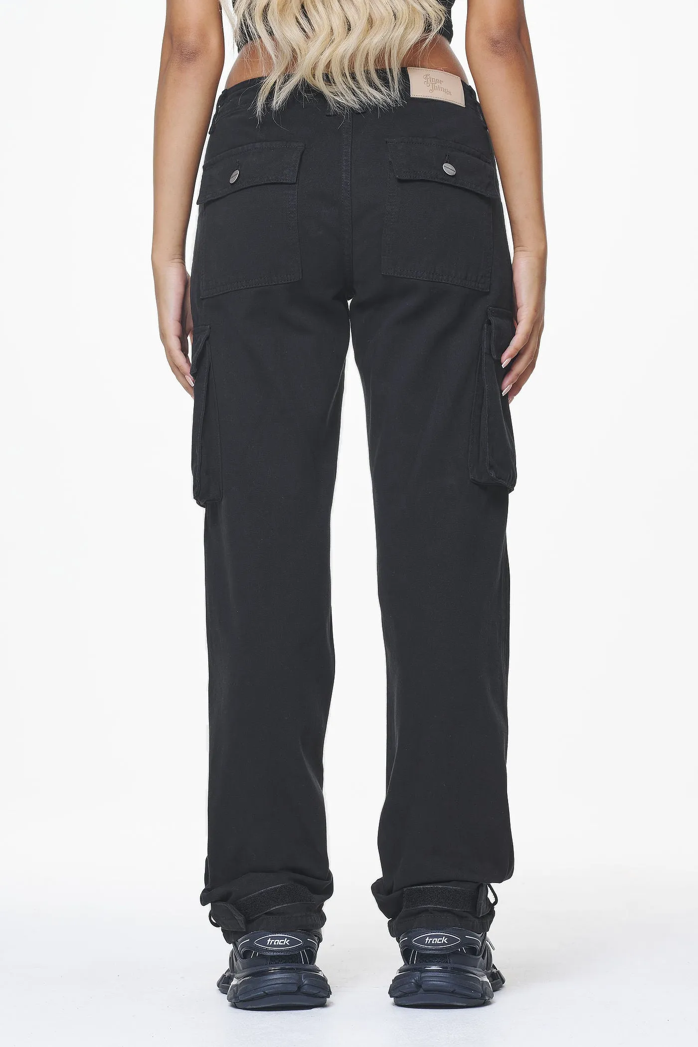 Arlia Wide Cargo Pants Black