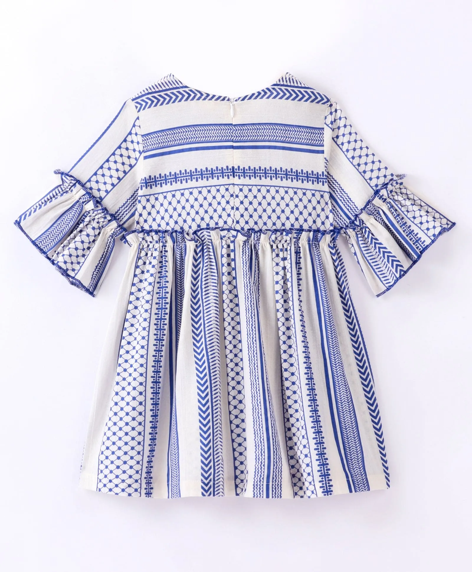 Aztec print dress-Navy & White