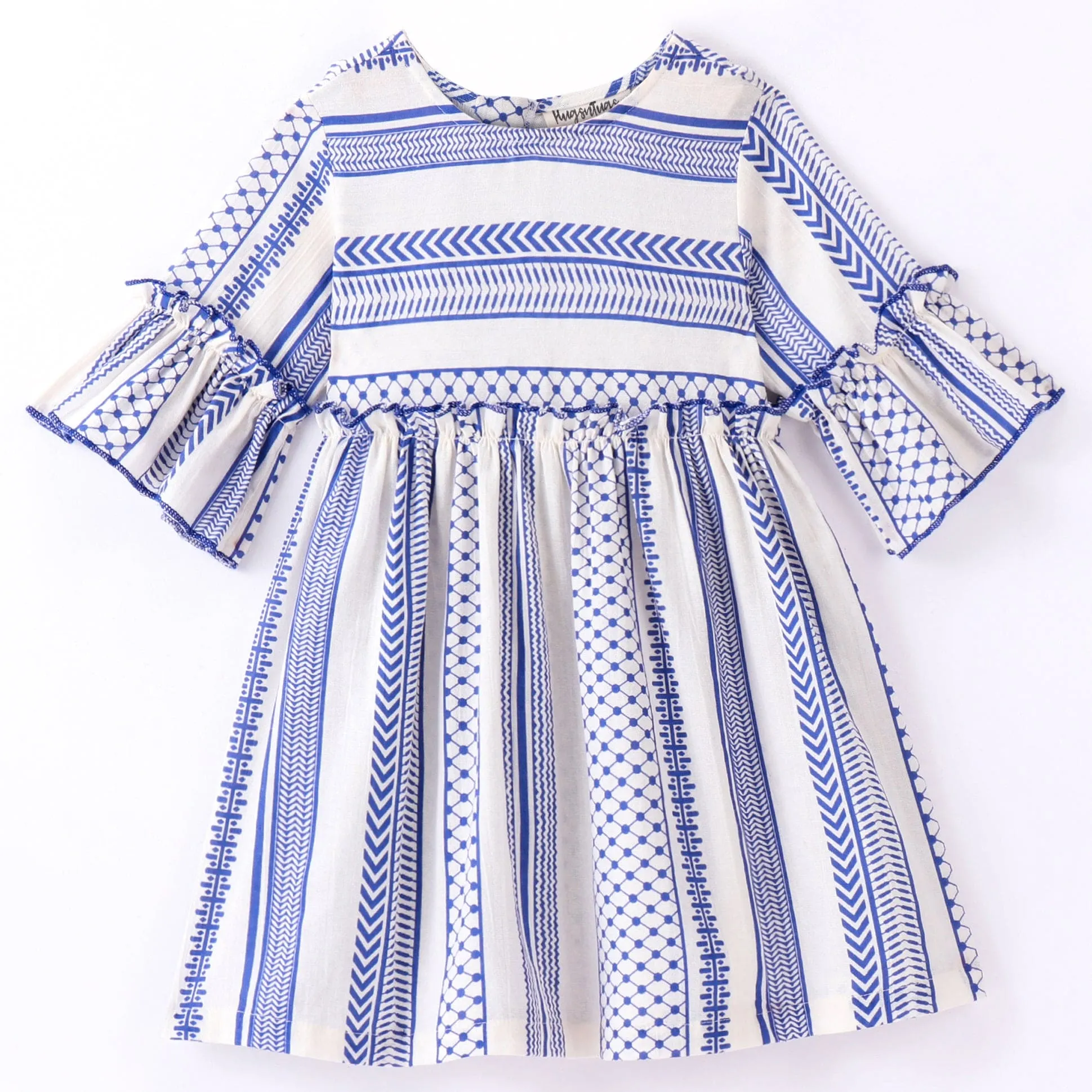 Aztec print dress-Navy & White