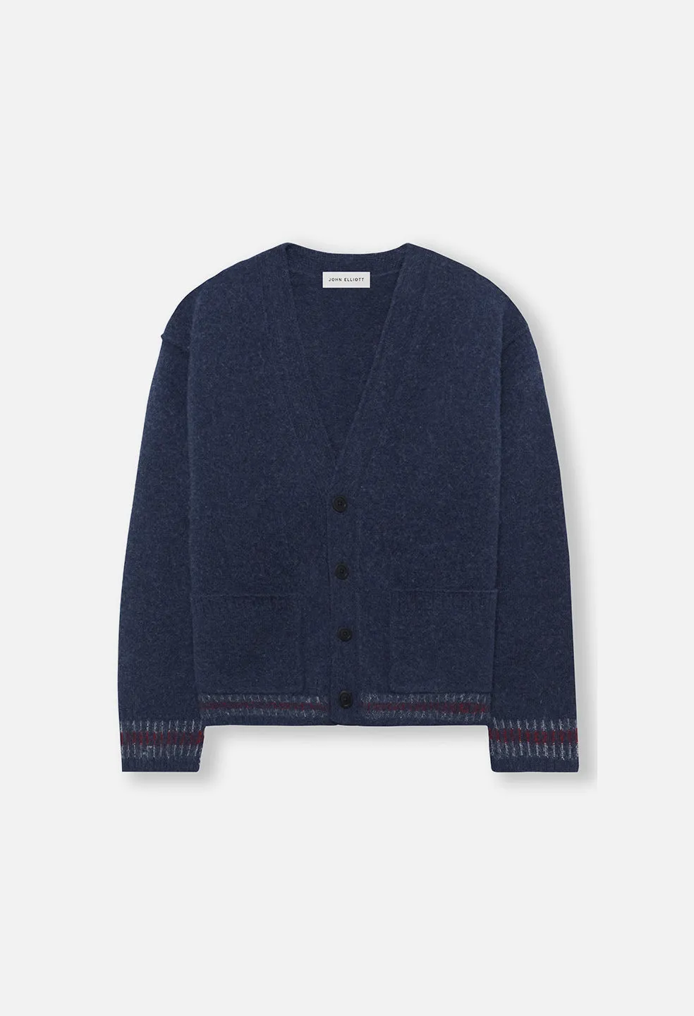 Brushed Wool Varsity Cardigan / Navy