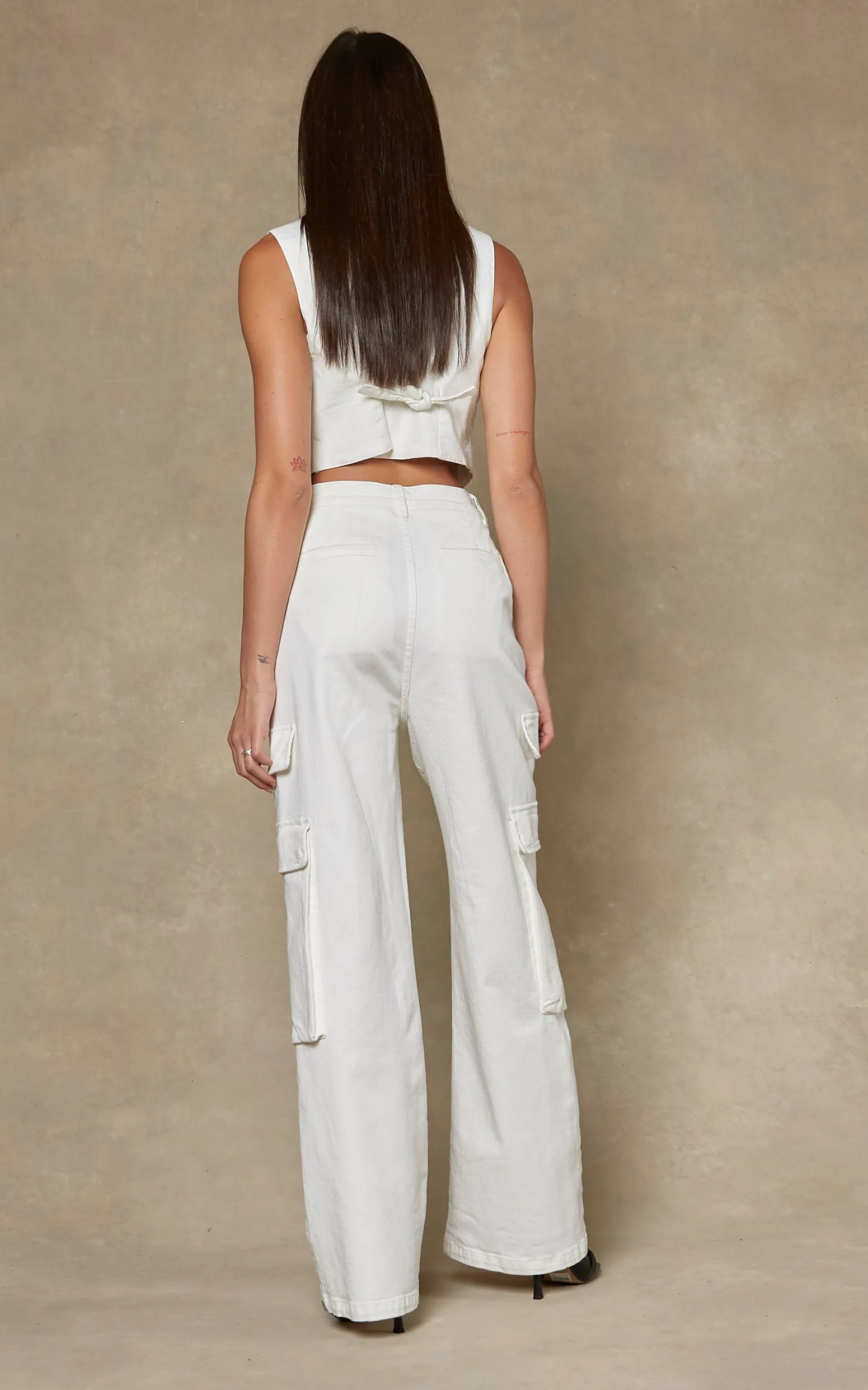 Cargo Ivory Wide Leg Pants