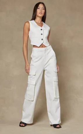 Cargo Ivory Wide Leg Pants