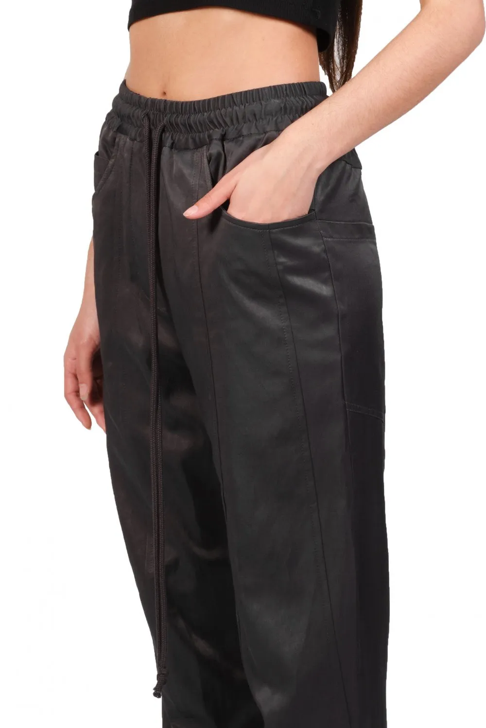 Charcoal Raw Panelled Track Pants