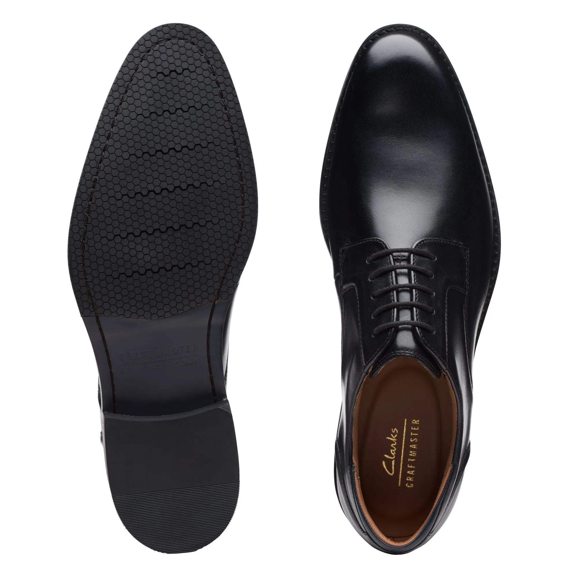 Clarks CraftArlo Lace Black Leather - Wide Width