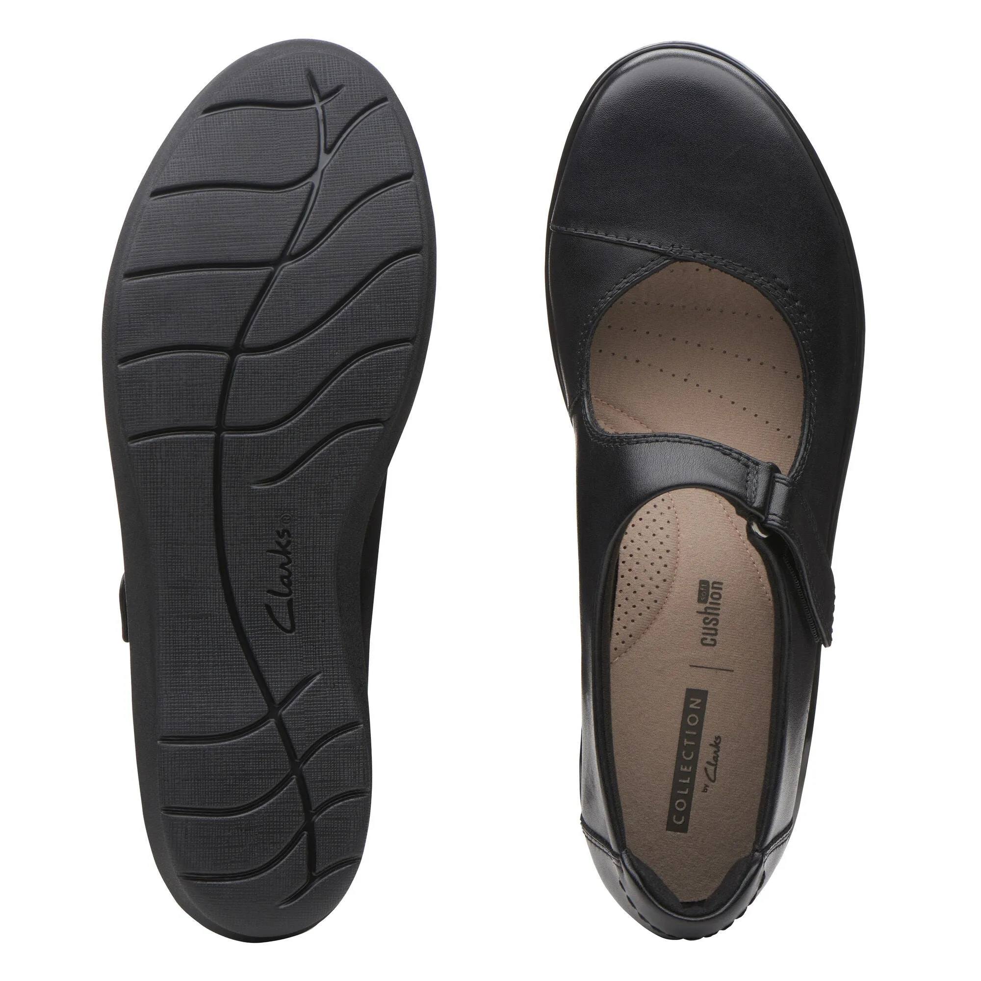 Clarks Hope Henley Black Leather Standard Width