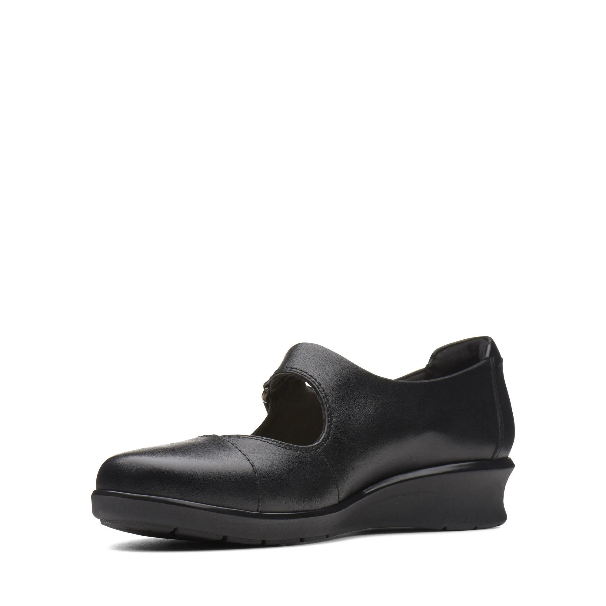 Clarks Hope Henley Black Leather Standard Width