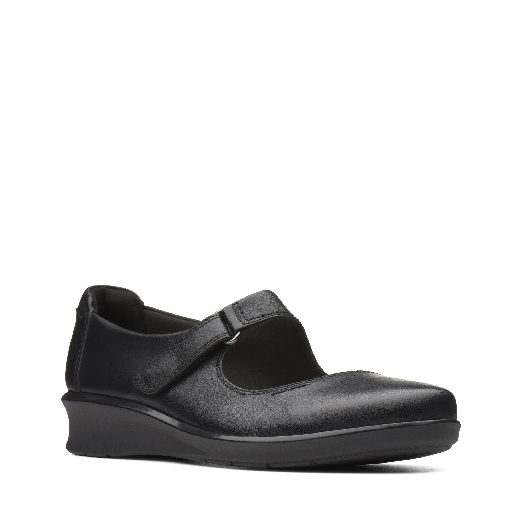 Clarks Hope Henley Black Leather Standard Width