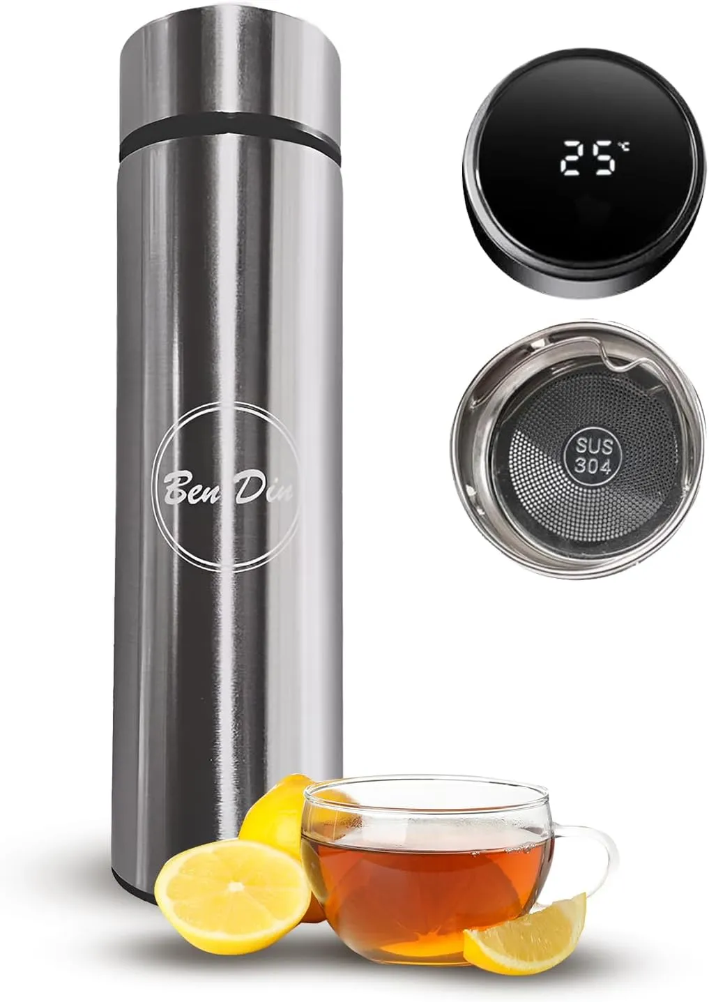 Coffee Tea Thermos, Smart Sports LED Temperature Display Water Bottle