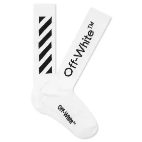 Diag Mid Length Socks - White/Black