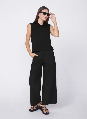 Fine Poplin Wide Leg Cargo Pant in Black