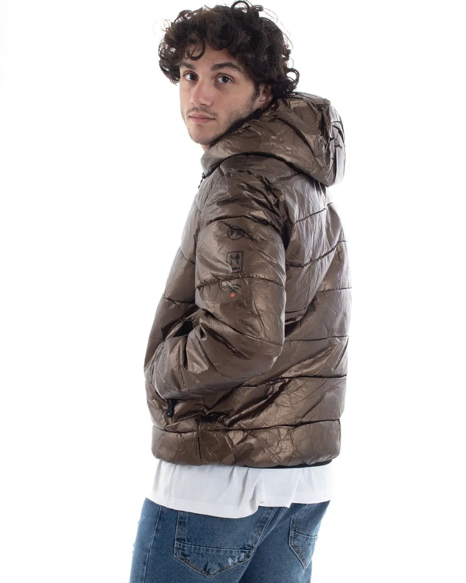 Giubbotto Uomo Bomber Con Cappuccio Piumino Imbottito Bronzo GIOSAL-G3018A