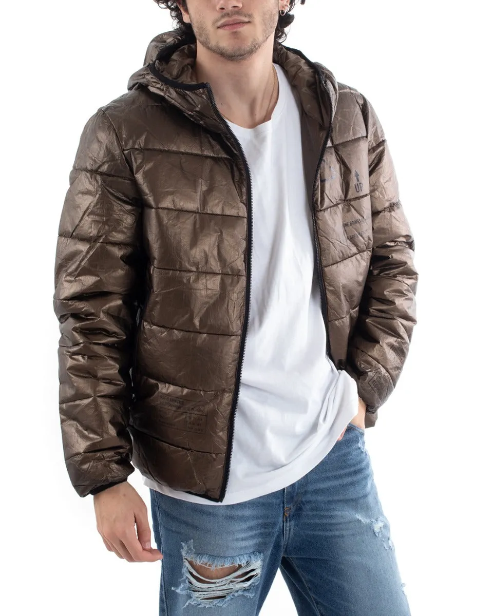 Giubbotto Uomo Bomber Con Cappuccio Piumino Imbottito Bronzo GIOSAL-G3018A