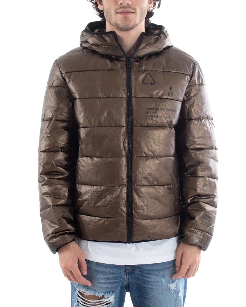 Giubbotto Uomo Bomber Con Cappuccio Piumino Imbottito Bronzo GIOSAL-G3018A