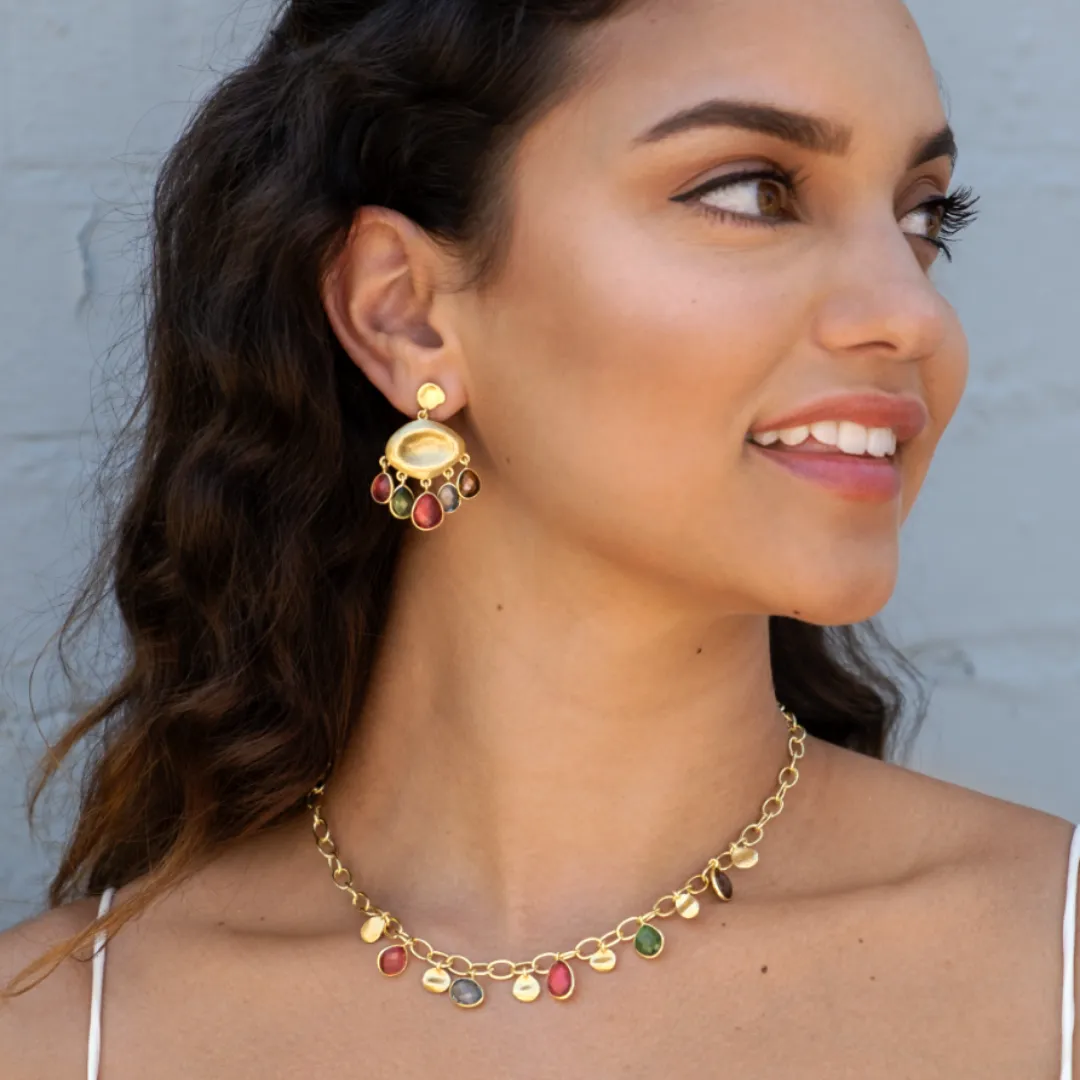 Gloria Fringe Stone Drop Earrings