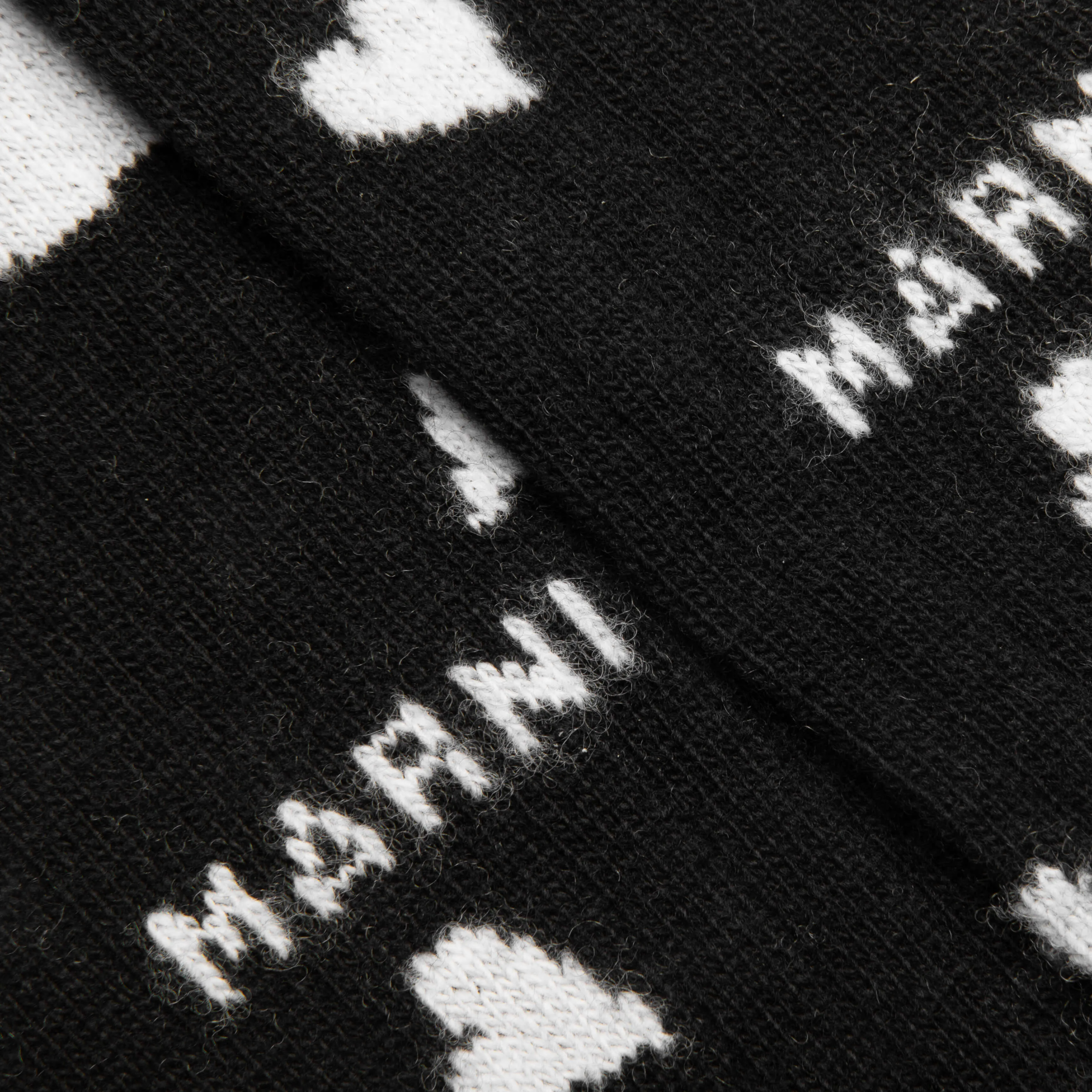 Heart Motif Wool Socks - Black