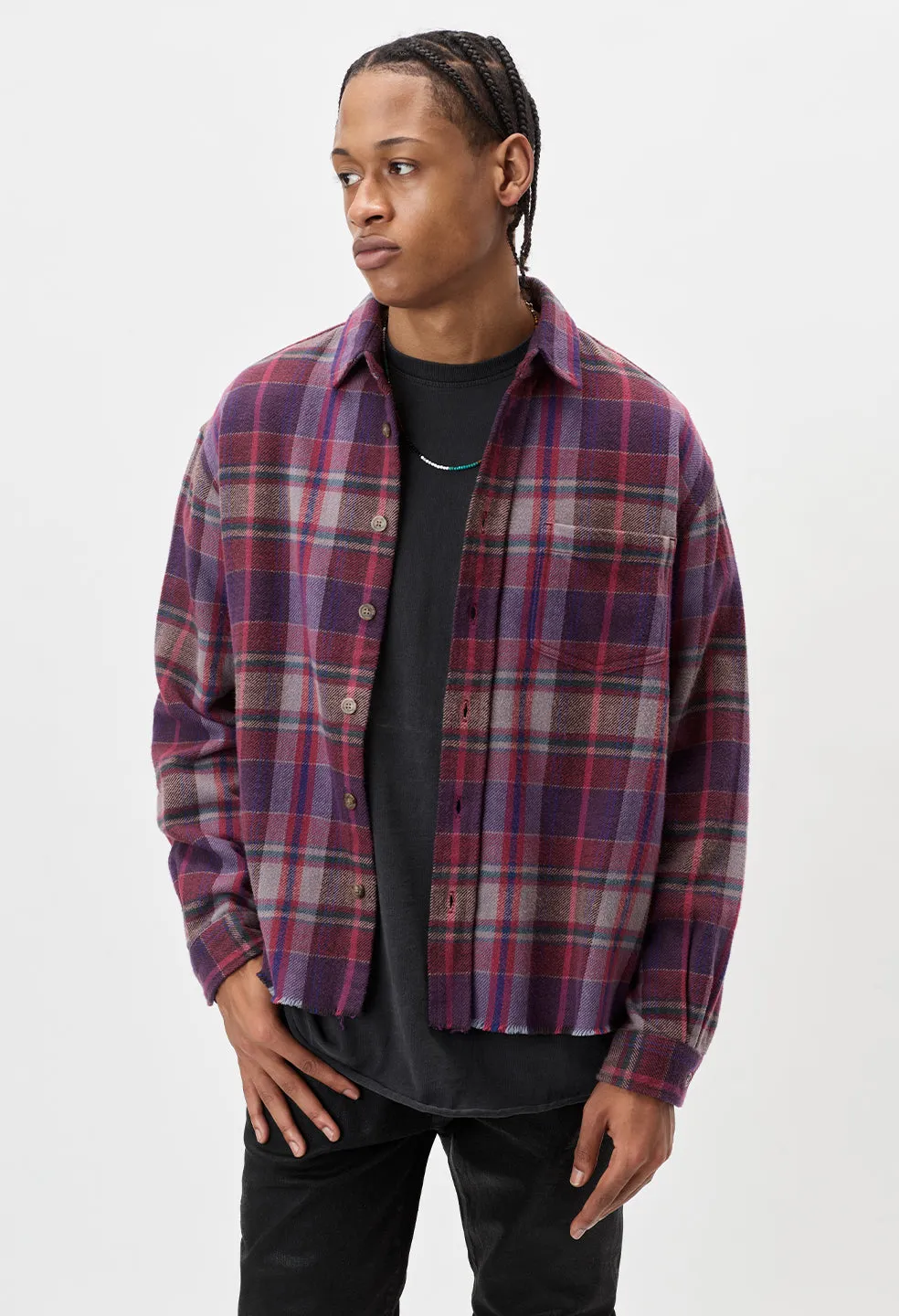 Hemi Oversized Shirt / Elderberry Check