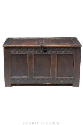 Home, Furniture, Chest, Spanish, Oak with Carving, Antique, Estate, 19th Century, 190