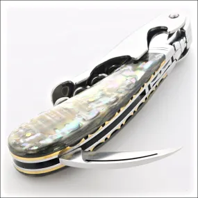 Laguiole Magnum Genuine Mother of Pearl Guilloche Corkscrew - A