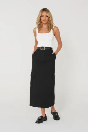 Lisa Cargo Maxi Skirt | Black