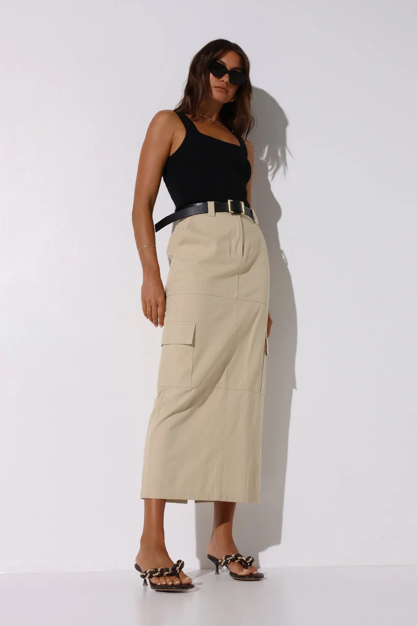 Lisa Cargo Maxi Skirt | Sand