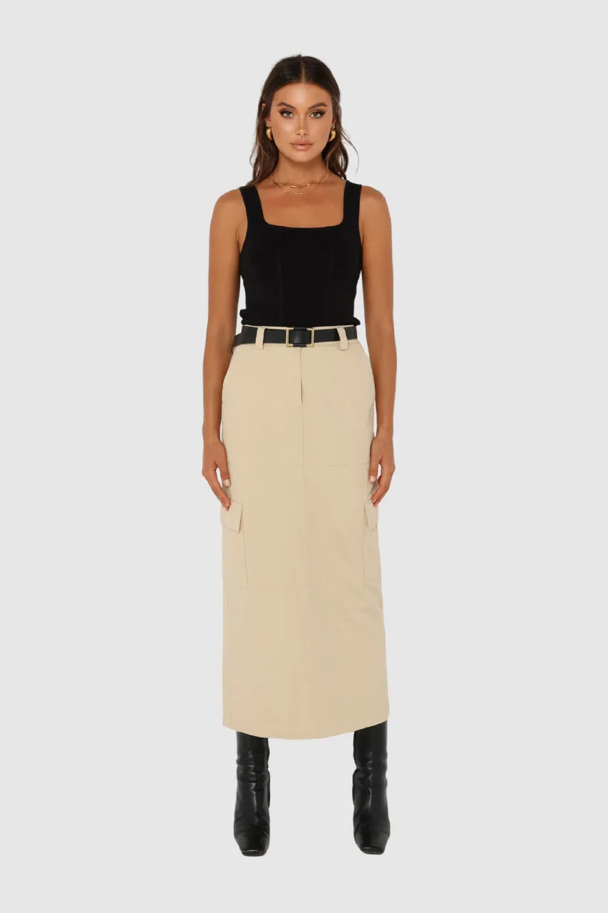 Lisa Cargo Maxi Skirt | Sand