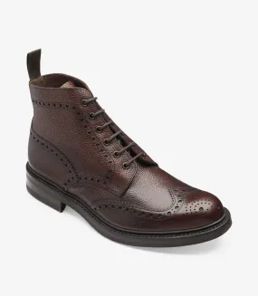 LOAKE Bedale Brogue Boot - Oxblood Grain Calf