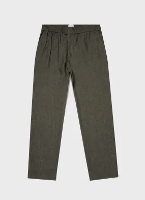 Men's Linen Drawstring Trouser in Light Khaki