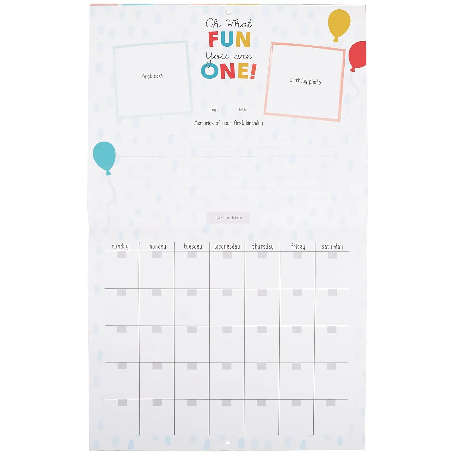 Milestone Calendar - Sunshine