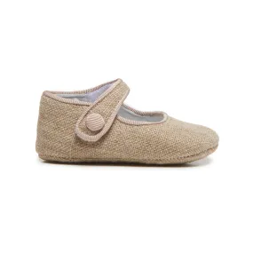 My-First Linen Mary Janes in Camel