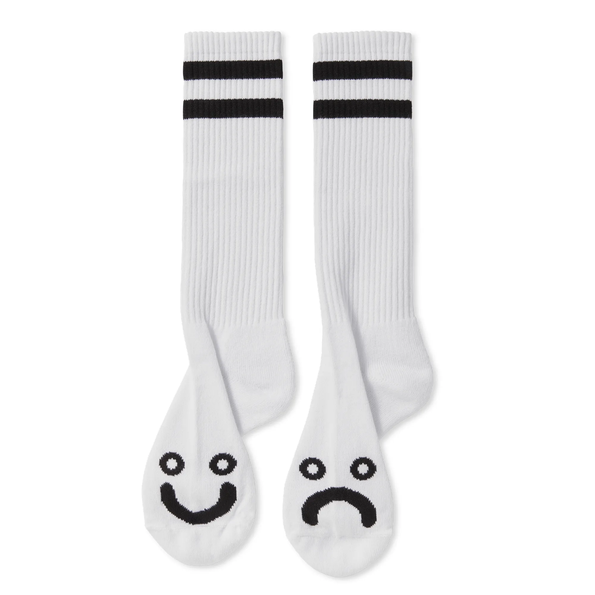 Polar Skate Co. Rib Socks Long Happy Sad White