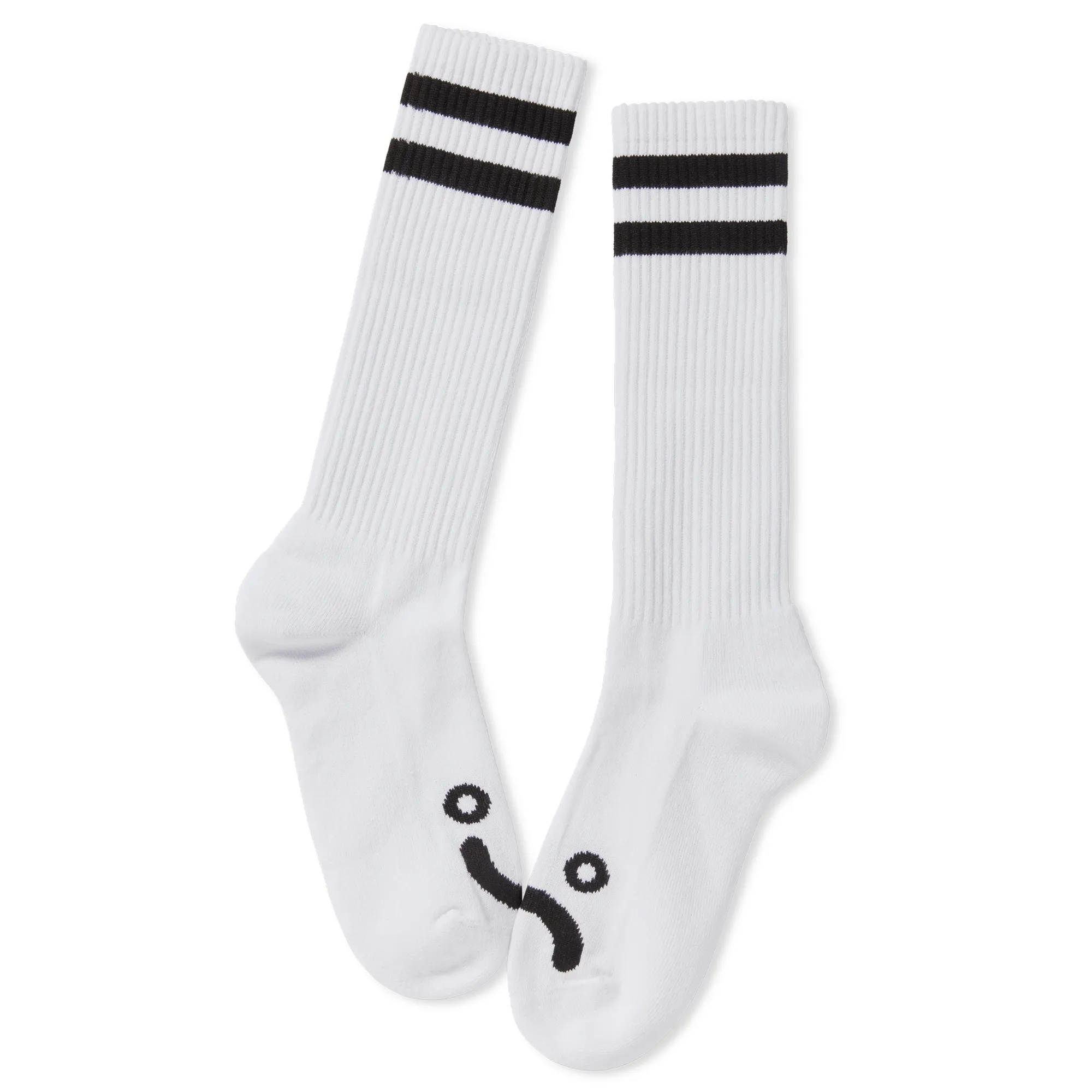 Polar Skate Co. Rib Socks Long Happy Sad White