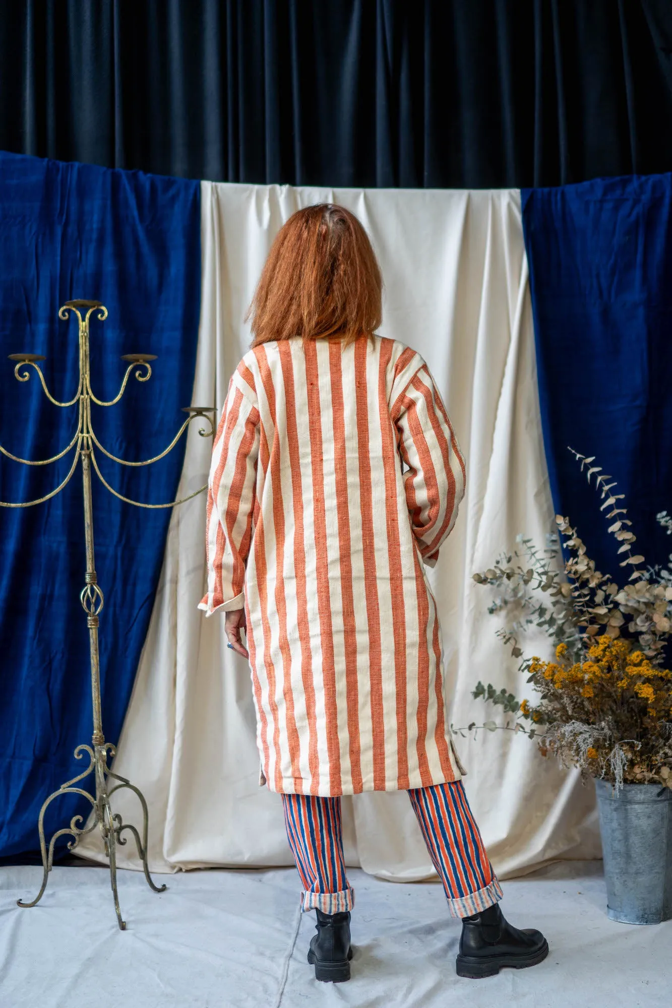 Reversible Coat - Coral Stripes