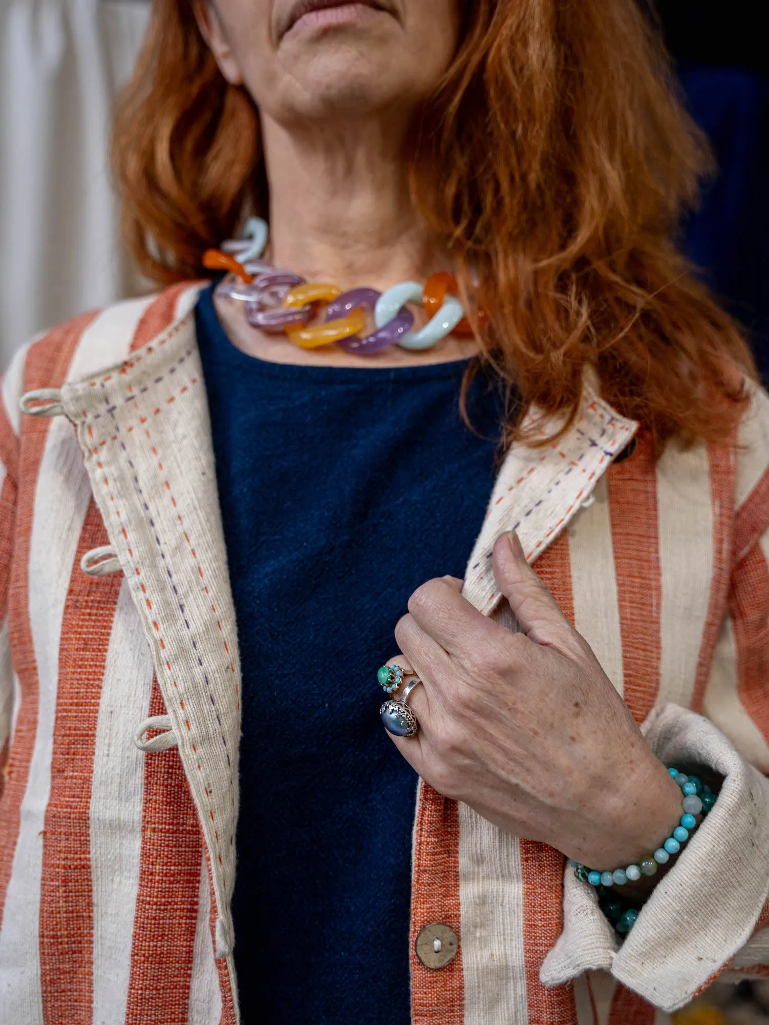 Reversible Coat - Coral Stripes