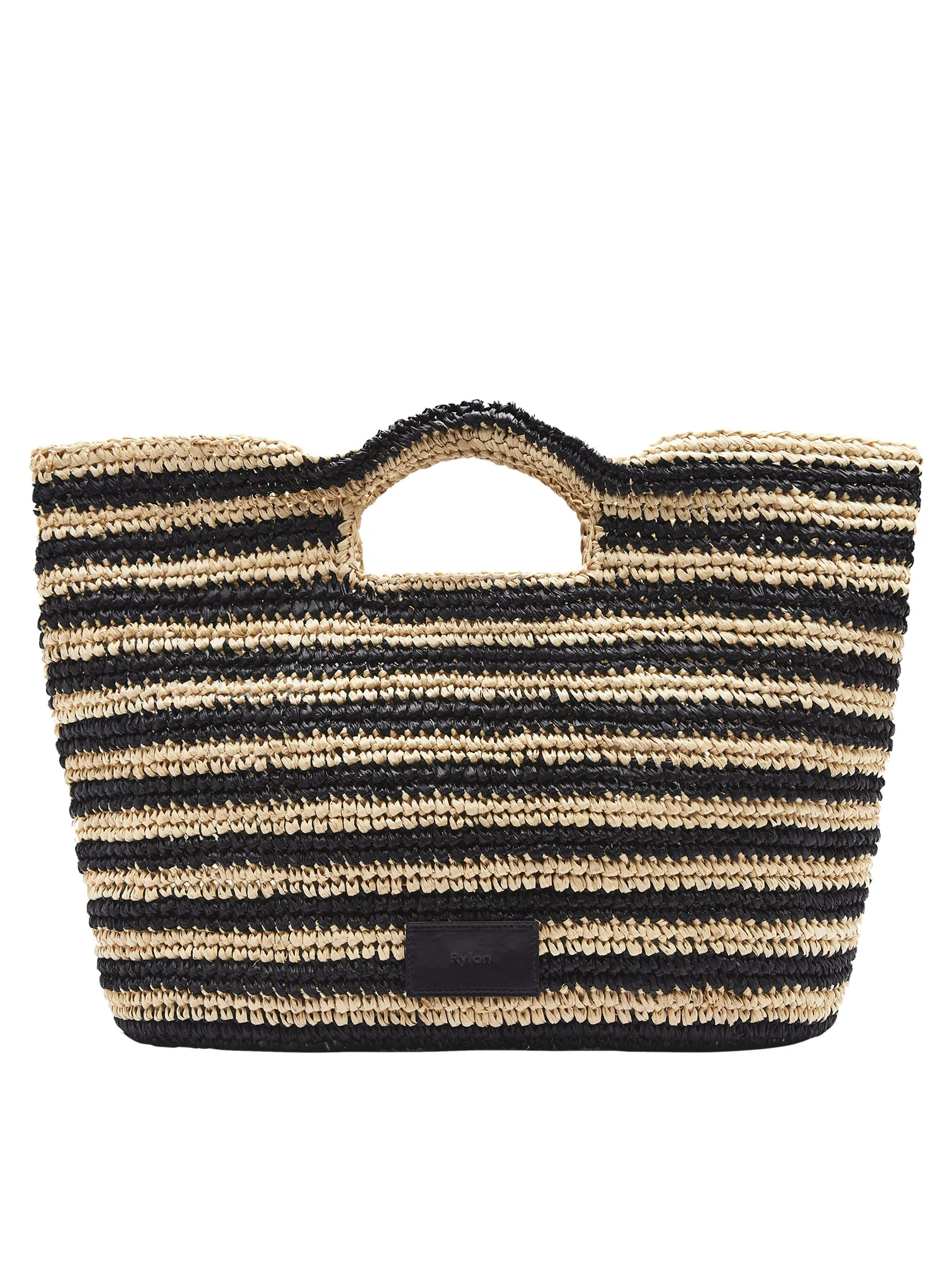 Striped Raffia Casual Large Tote