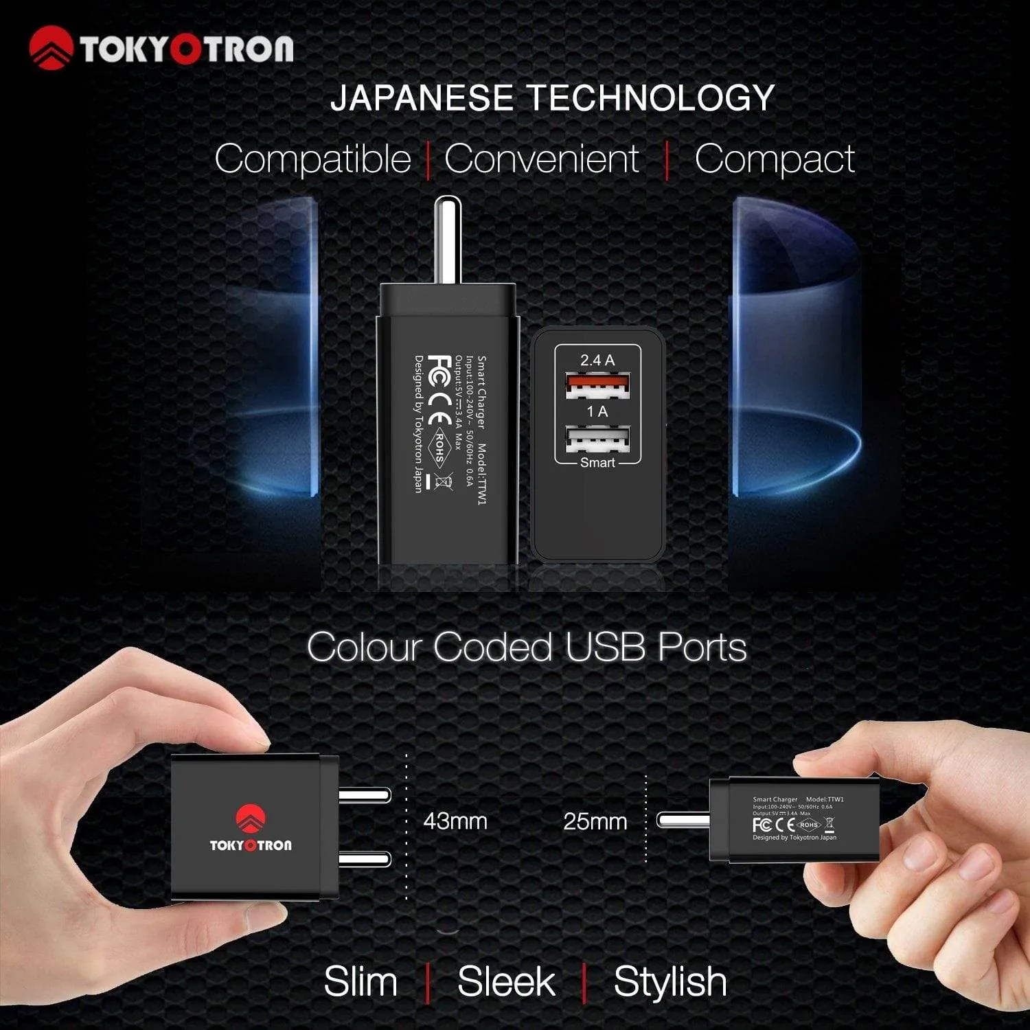 Tokyotron 2 port USB Wall Charger for Mobile