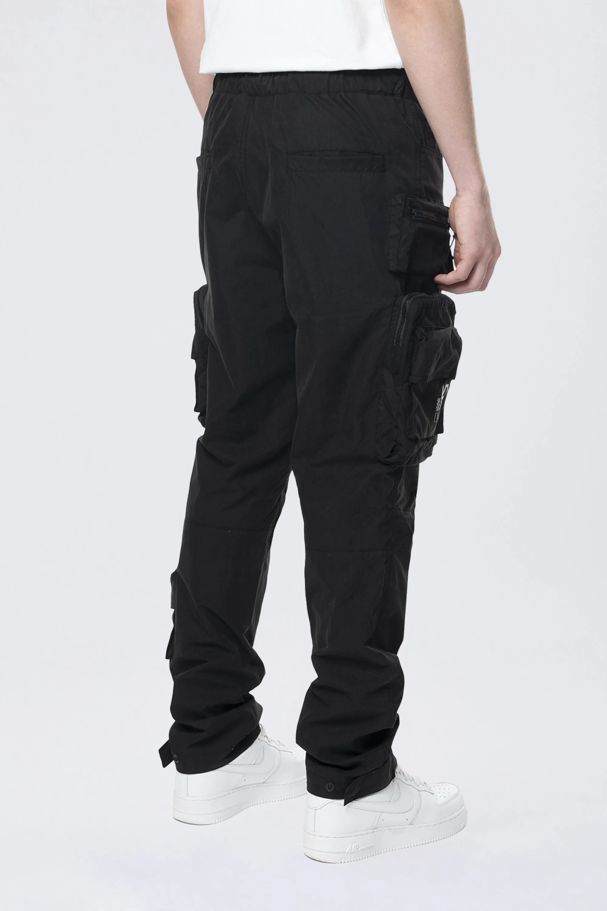 Utility Cargo Windbreaker Pants - Black