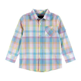 White Plaid Pastel Buttondown Shirt