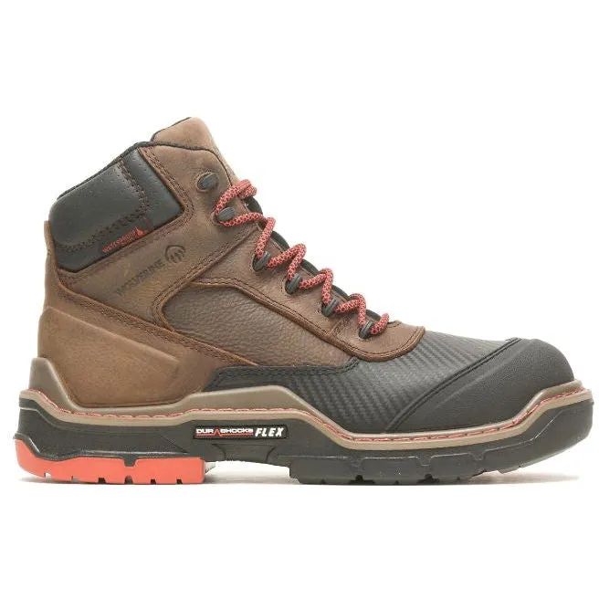 Wolverine Men's Raider Durashocks 6" WP Carbonmax Work Boot -Brown- W231042