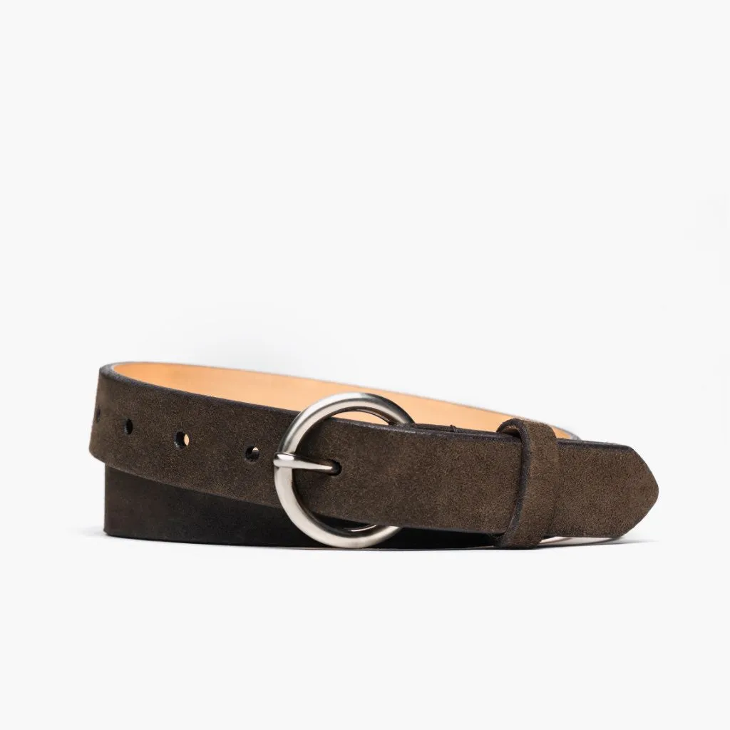 Women's Circle Leather Belt | Dark Olive Suede