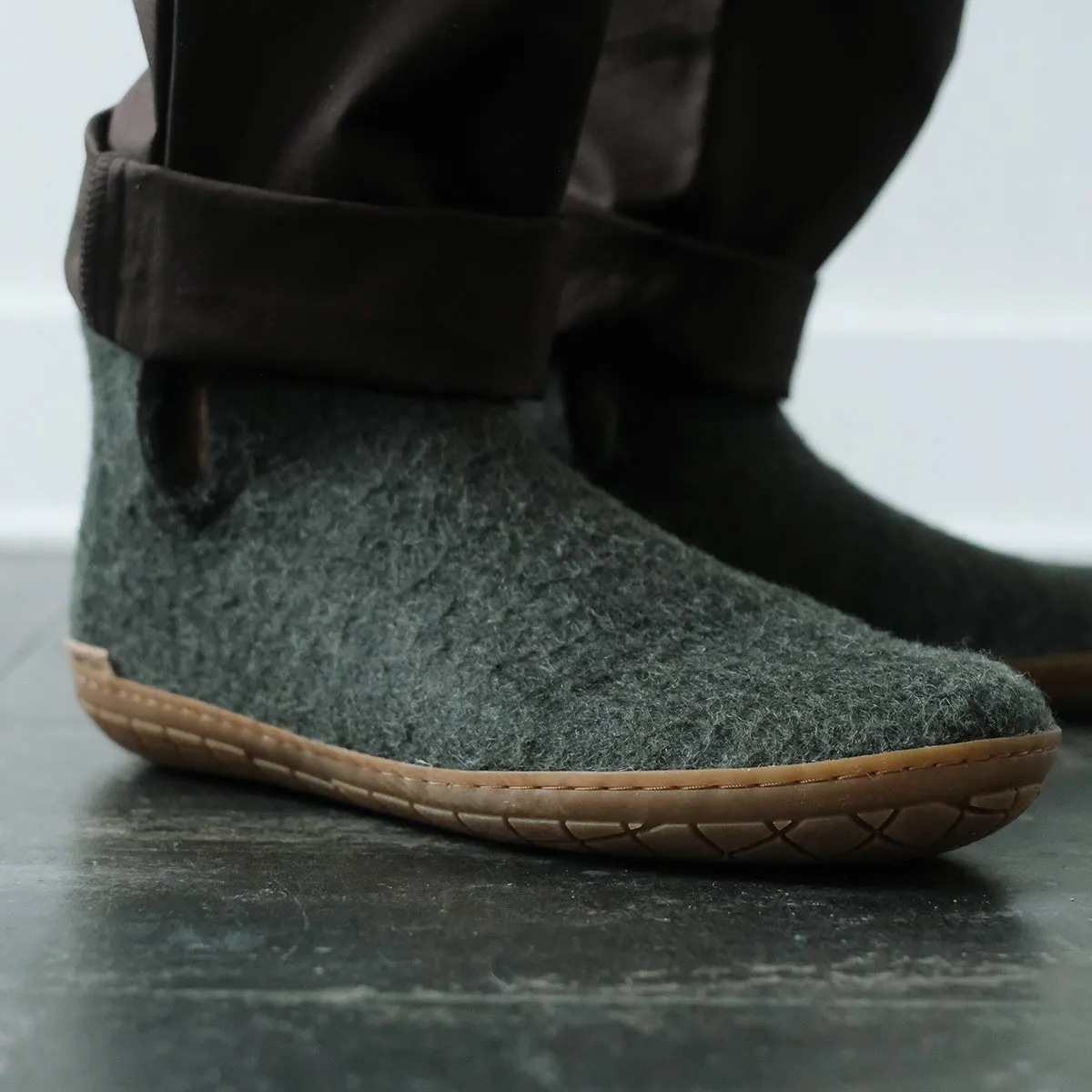 Wool Boot with Natural Rubber Sole - Forest